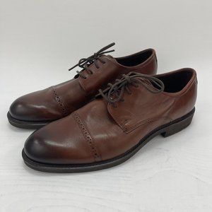 Ecco Vitrus III Cognac Brown Leather Cap Toe Lace Up Oxford Shoe Mens Sz 13 (47)